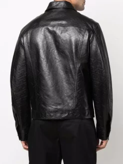 ( Nouvelle Collection ) Versace Veste La Greca En Cuir 1B000 BLACK -Pas Cher Versace Boutique 17335186 37451080 600