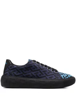 ( Nouvelle Collection ) Versace 5U32P BLU NAVY NERO Baskets Greca Homme