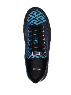 ( Nouvelle Collection ) Versace 5U32P BLU NAVY NERO Baskets Greca Homme -Pas Cher Versace Boutique 17335196 38574150 600