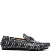 ( Nouvelle Collection ) Versace 5B050 NERO+GRIGIO Mocassins La Grega à Entaille Penny Homme