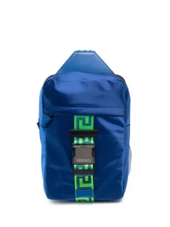 ( Nouvelle Collection ) Versace Sac à Dos Greca à Logo 2UA1E SAPPHIRE + NEONGREEN + RUTHENIUM