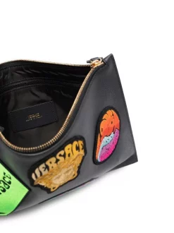 ( Nouvelle Collection ) Versace 6B12V BLACK+MULTICOLOR-VERSACEGOLD Pochette à Patch Logo Homme -Pas Cher Versace Boutique 17335221 36027232 600