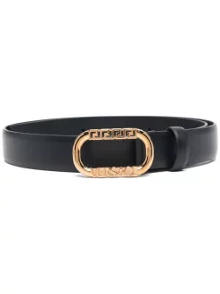 ( Nouvelle Collection ) Versace Ceinture à Détail Greca En Cuir 1B00V BLACK + VERSACE GOLD