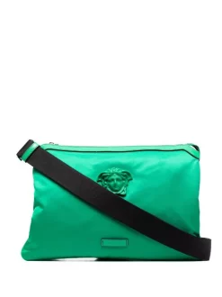 ( Nouvelle Collection ) Versace Sac à Ordinateur à Logo Brodé 1G57P BRIGHTGREEN-BRIGHTGREEN-PALLADIUM