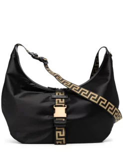 ( Nouvelle Collection ) Versace Sac Porté épaule à Détails Greca 2B15V BLACK+GOLD