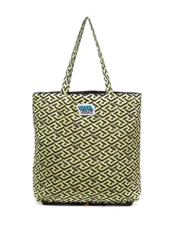 ( Nouvelle Collection ) Versace 5U36V BLUE NAVY + PINEAPPLE + BLACK Sac Cabas à Imprimé La Greca Homme