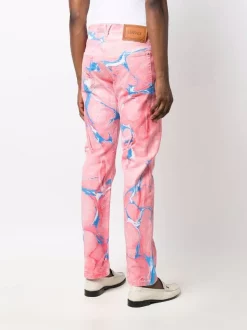 ( Nouvelle Collection ) Versace 2D380 PINK + SKY Jean Droit à Patch Logo Homme -Pas Cher Versace Boutique 17335250 36797997 600