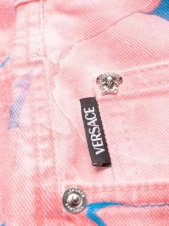 ( Nouvelle Collection ) Versace 2D380 PINK + SKY Jean Droit à Patch Logo Homme -Pas Cher Versace Boutique 17335250 36800003 600