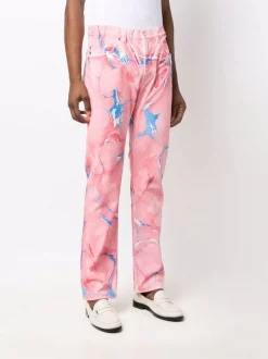 ( Nouvelle Collection ) Versace 2D380 PINK + SKY Jean Droit à Patch Logo Homme -Pas Cher Versace Boutique 17335250 36800005 600