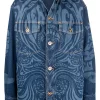 ( Nouvelle Collection ) Versace Veste En Jean à Logo Imprimé 1D030 MEDIUM BLUE
