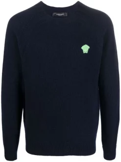 ( Positively Conscious ) Versace Pull à Broderies Medusa Head 1U830 NAVY