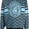 ( Nouvelle Collection ) Versace 5V100 SKY BLACK Pull La Greca Medusa En Jacquard Homme