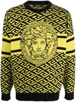 ( Nouvelle Collection ) Versace Pull La Greca Medusa En Jacquard Homme