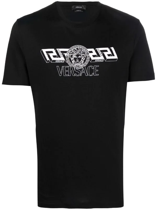 ( Positively Conscious ) Versace T-shirt à Logo Imprimé 1B000 BLACK 1 ( Positively Conscious ) Versace T-shirt à Logo Imprimé 1B000 BLACK
