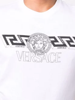 ( Positively Conscious ) Versace 1W000 OPTICAL WHITE T-shirt à Logo Imprimé Homme -Pas Cher Versace Boutique 17335259 36371747 600