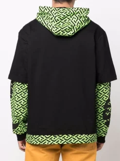 ( Nouvelle Collection ) Versace 5G110 BLACK Hoodie En Coton à Effet Superposé Homme -Pas Cher Versace Boutique 17335269 37710215 600