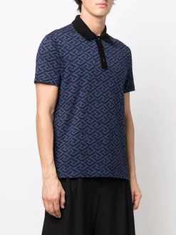 ( Nouvelle Collection ) Versace Polo à Motif Monogrammé 5U040 BLUE NAVY+PRINT -Pas Cher Versace Boutique 17335270 37714439 600
