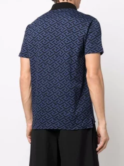 ( Nouvelle Collection ) Versace Polo à Motif Monogrammé 5U040 BLUE NAVY+PRINT -Pas Cher Versace Boutique 17335270 37715000 600