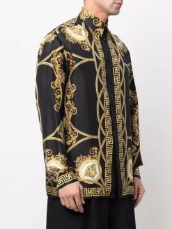 ( Nouvelle Collection ) Versace Chemise En Soie à Imprimé Baroque 5B090 BLACK GOLD -Pas Cher Versace Boutique 17335281 37708640 600