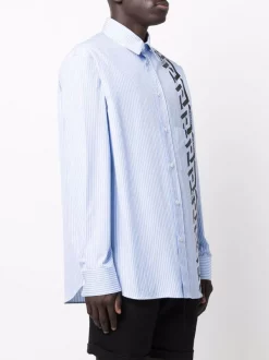 ( Nouvelle Collection ) Versace Chemise Imprimée Greca à Fines Rayures 2W050 BLUE -Pas Cher Versace Boutique 17335283 36942540 600