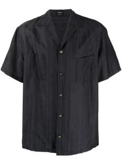 ( Nouvelle Collection ) Versace Chemise à Logo Brodé 1B000 BLACK