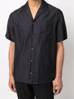 ( Nouvelle Collection ) Versace Chemise à Logo Brodé 1B000 BLACK -Pas Cher Versace Boutique 17335285 38466156 600