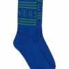 ( Nouvelle Collection ) Versace 2UA10 SAPPHIRE+NEON GREEN Chaussettes Nervurées à Logo Imprimé Homme