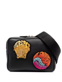 ( Nouvelle Collection ) Versace Sac Banane à Logo 6B12V BLACK + MULTICOLOR - VERSACE GOLD