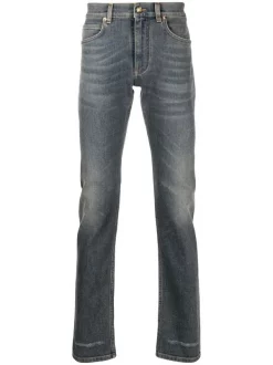 ( Nouvelle Collection ) Versace 1D350 BLUE Jean Droit à Taille Mi-haute Homme