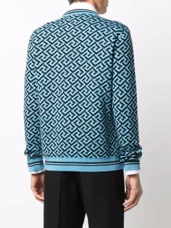 ( Nouvelle Collection ) Versace Pull Greca En Maille Intarsia 5V100 SKY+BLACK -Pas Cher Versace Boutique 17335342 36617706 600