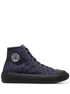 ( Nouvelle Collection ) Versace Baskets La Greca à Design à Empiècements Homme