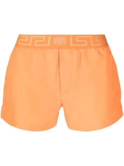 Versace Short De Bain à Détail Greca A702 ORANGE GOLD