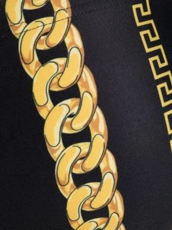 ( Nouvelle Collection ) Versace Slip De Bain à Imprimé Chain-Greca 5B000 BLACK + GOLD -Pas Cher Versace Boutique 17335351 36937170 600