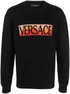( Nouvelle Collection ) Versace Pull à Logo En Intarsia 1B000