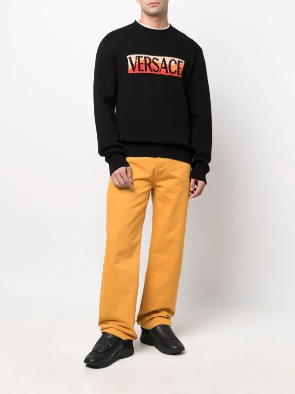 ( Nouvelle Collection ) Versace Pull à Logo En Intarsia 1B000 2 ( Nouvelle Collection ) Versace Pull à Logo En Intarsia 1B000 – Image 2