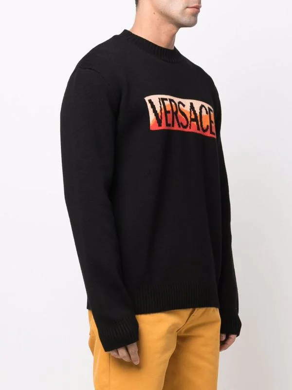 ( Nouvelle Collection ) Versace Pull à Logo En Intarsia 1B000 3 ( Nouvelle Collection ) Versace Pull à Logo En Intarsia 1B000 – Image 3