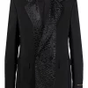 ( Positively Conscious ) Versace 1B000 BLACK Blazer La Greca à Boutonnière Croisée Homme
