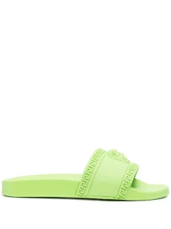 ( Nouvelle Collection ) Versace 1G670 NEON GREEN Claquettes à Motif Medusa Homme