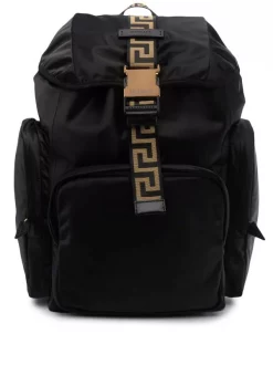 ( Nouvelle Collection ) Versace Sac à Dos à Imprimé Greca 2B15V BLACK+GOLD