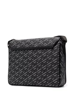 ( Nouvelle Collection ) Versace Sac Porté épaule En Cuir à Logo Imprimé 5B05E BLACK GREY RUTHENIUM -Pas Cher Versace Boutique 17336117 36897093 600