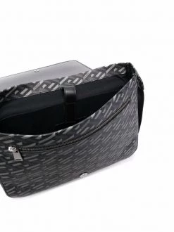 ( Nouvelle Collection ) Versace Sac Porté épaule En Cuir à Logo Imprimé 5B05E BLACK GREY RUTHENIUM -Pas Cher Versace Boutique 17336117 36897095 600