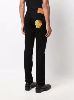 ( Nouvelle Collection ) Versace 1D040 BLACK Jean Droit à Motif Medusa Brodé Homme -Pas Cher Versace Boutique 17336123 36573868 600