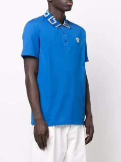 ( Nouvelle Collection ) Versace 1U820 SAPPHIRE Polo Greca Border à Manches Courtes Homme -Pas Cher Versace Boutique 17336131 37461860 600
