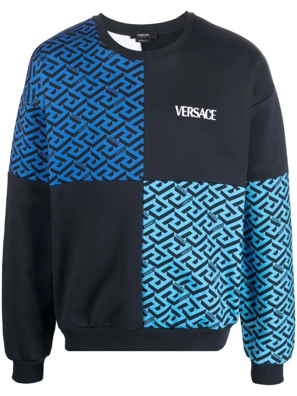 ( Nouvelle Collection ) Versace Sweat à Imprimé La Greca 5U040 BLUE NAVY+PRINT 1 ( Nouvelle Collection ) Versace Sweat à Imprimé La Greca 5U040 BLUE NAVY+PRINT