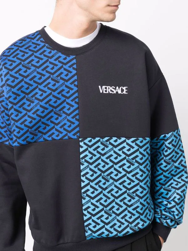 ( Nouvelle Collection ) Versace Sweat à Imprimé La Greca 5U040 BLUE NAVY+PRINT 5 ( Nouvelle Collection ) Versace Sweat à Imprimé La Greca 5U040 BLUE NAVY+PRINT – Image 5