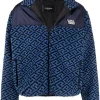 ( Nouvelle Collection ) Versace 2B100 BLACK LIGHT BLUE Veste En Polaire à Imprimé Graphique Homme