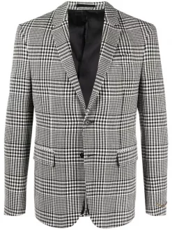 ( Nouvelle Collection ) Versace Blazer Prince De Galles à Simple Boutonnage 2W020 BLACK WHITE