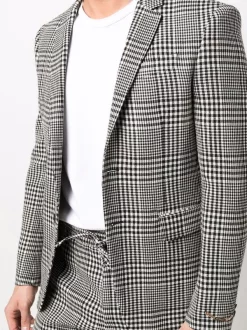 ( Nouvelle Collection ) Versace Blazer Prince De Galles à Simple Boutonnage 2W020 BLACK WHITE -Pas Cher Versace Boutique 17336168 37710177 600
