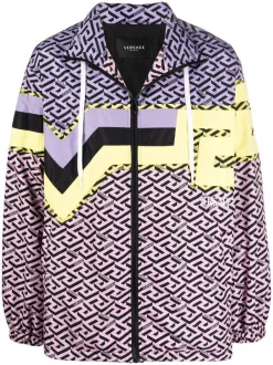 ( Nouvelle Collection ) Versace 5P210 CANDY + BLACK Veste Légère à Motif Greca Homme