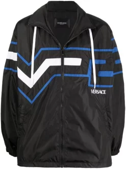 ( Nouvelle Collection ) Versace Veste De Sport Greca à Logo Imprimé 1B000 BLACK